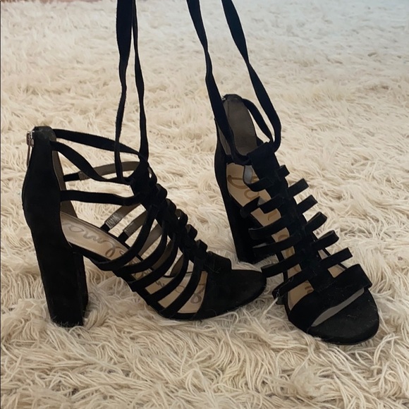 Sam Edelman Suede Strappy Chunky Heels - Picture 1 of 4